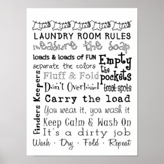 Laundry Room Rules Poster