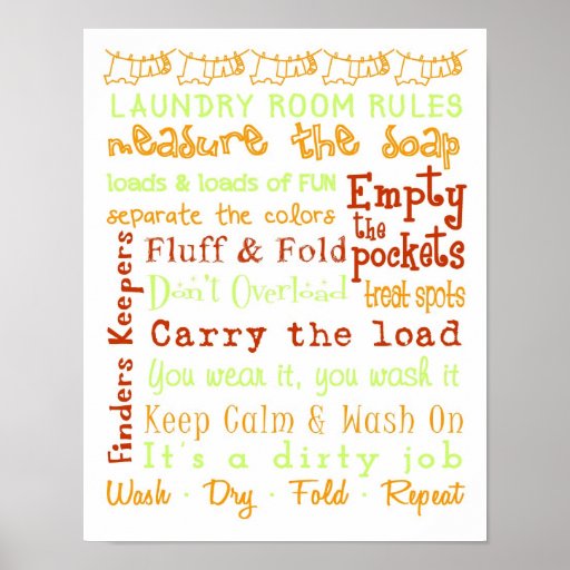 Laundry Room Rules Poster