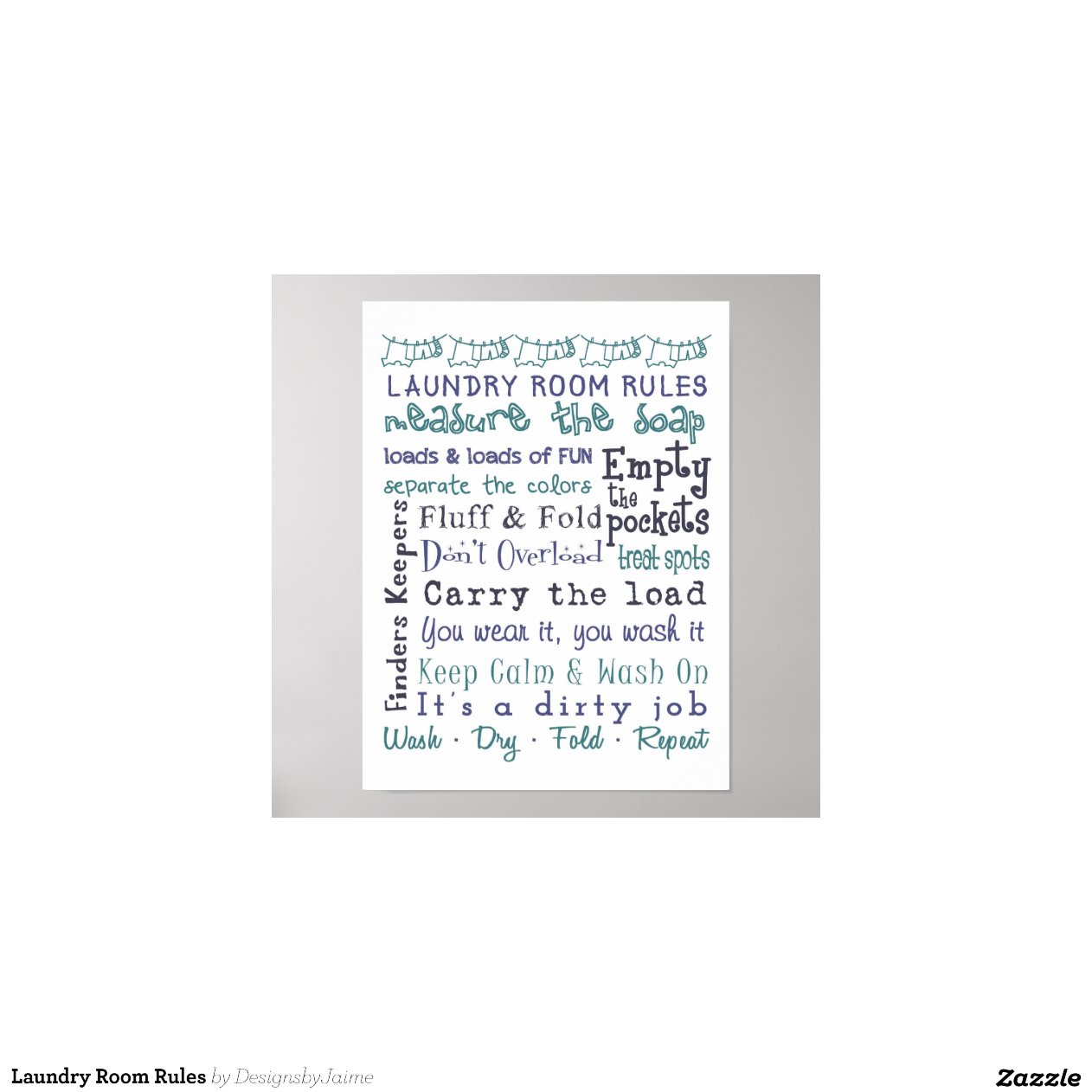 Laundry Room Rules Posters Zazzle