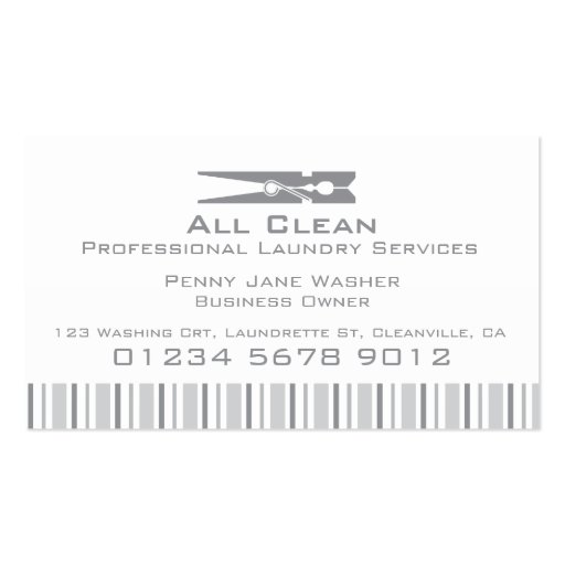 Laundry service grey swing tag / business card (front side)