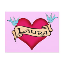 Laura - Custom Heart Tattoo T-shirts & Gifts postcards by customtattoogifts Laura - Custom Heart Tattoo T-shirts & Gifts postcards
