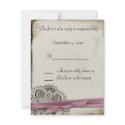 Laura Lace Pink Vintage Response Card invitations
