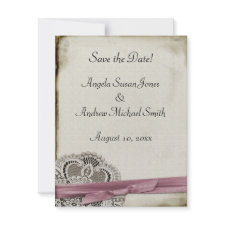 Laura Lace Pink Vintage Save the Date invitation