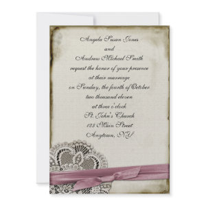 Laura Pink Vintage Lace Invitation invitation