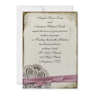 Laura Pink Vintage Lace Invitation invitation