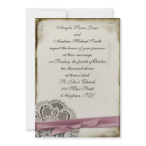 Laura Pink Vintage Lace Invitation