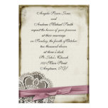 Laura Pink Vintage Lace Invitation