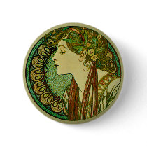 Laurel, Alphonse Mucha buttons