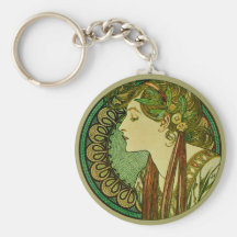 Laurel, Alphonse Mucha Keychain