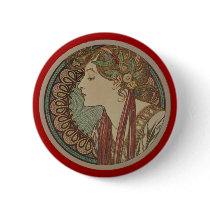 Laurel by Alphonse Mucha buttons by ArtNouveauDaz Laurel by Alphonse Mucha buttons