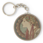 Laurel by Alphonse Mucha Key Chain