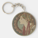 Laurel by Alphonse Mucha Keychain