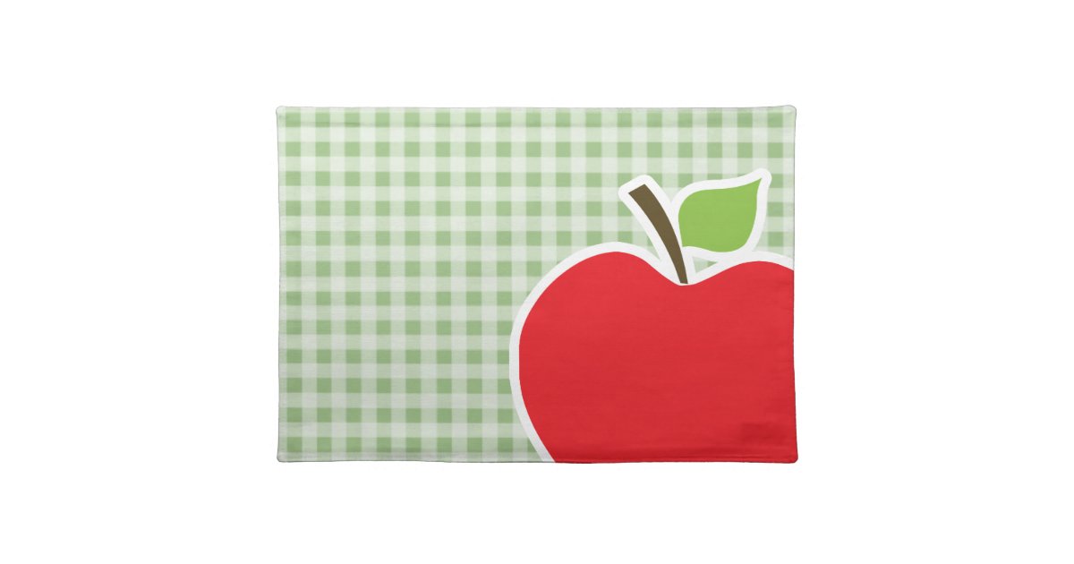 Laurel Green Gingham; Apple Placemat Zazzle