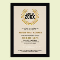 Laurel Wreath Graduation Announcement (black) invitations