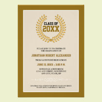 Laurel Wreath Graduation Announcement (gold) invitations