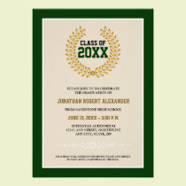 Laurel Wreath Graduation Announcement (green) invitations