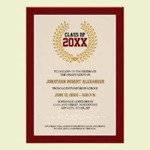 Laurel Wreath Graduation Announcement (maroon) invitations