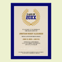 Laurel Wreath Graduation Announcement (navy) invitations