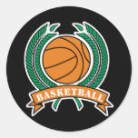 laurels basketball design round sticker