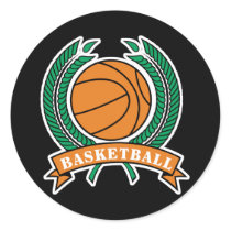 laurels basketball design round sticker