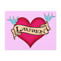 Lauren - Custom Heart Tattoo T-shirts & Gifts postcards by customtattoogifts Lauren - Custom Heart Tattoo T-shirts & Gifts postcards