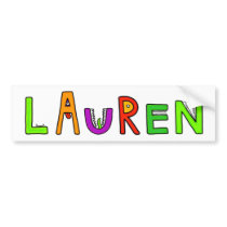 "Lauren" Monster Letters Bumper Stickers