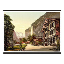 Lauterbrunnen Valley, street view with Staubbach W postcards