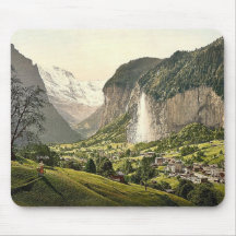 Lauterbrunnen Valley with Staubbach, Bernese Oberl Mouse Pads