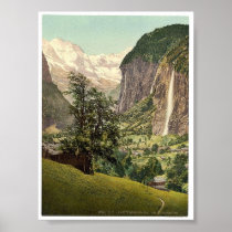 Lauterbrunnen Valley with Staubbach Waterfall, Ber Print