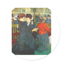 Lautrec at the two women waltzing stickers by vintage_poster Lautrec at the two women waltzing stickers