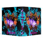 LaVa Blooms Violet Heart of Flames Blue Blazes  Bi Vinyl Binder