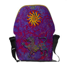 Lava Flow Geometric Leopard & Dragon Sun Seal Art Messenger Bags