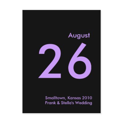 Lavendar and Black Save the Date Post Cards