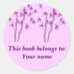 Lavendar Bamboo,  Book label Round Stickers