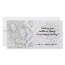 lavender and cream lovely damask photo card template