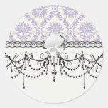 lavender and cream lovely damask sticker