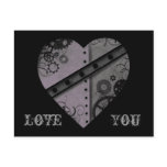 Lavender and gray steampunk heart Love You Postcard
