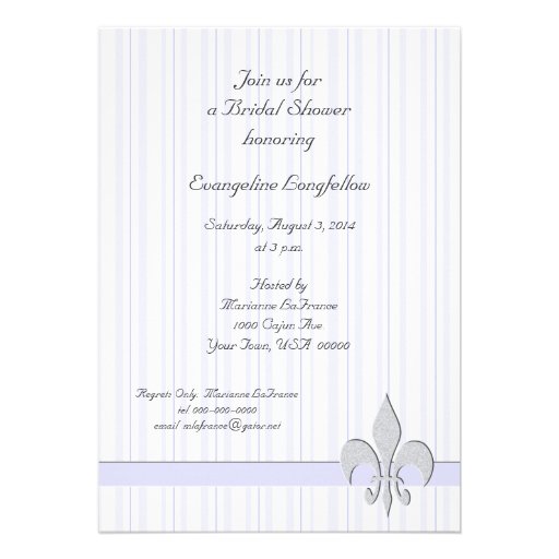 Lavender and Grey Fleur de Lis Bridal Shower Personalized Invites