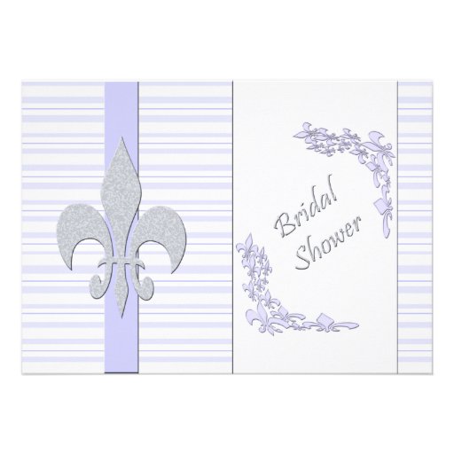 Lavender and Grey Fleur de Lis Bridal Shower Personalized Invites