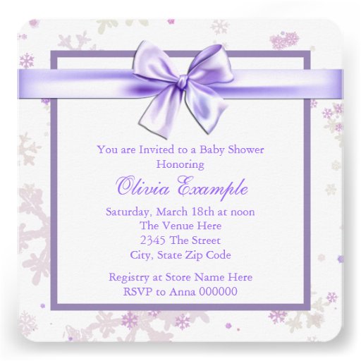 Lavender and Pink Snowflake Baby Shower Invitation