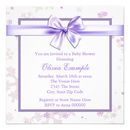 Lavender and Pink Snowflake Baby Shower Invitation