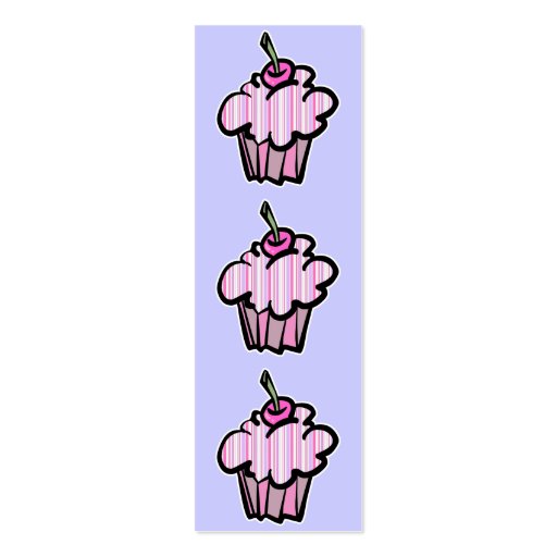 lavender and pink stripes cupcake bookmark business card