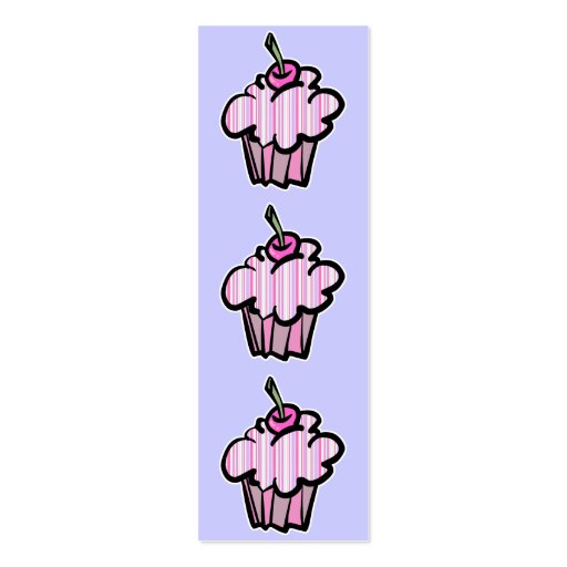 lavender and pink stripes cupcake bookmark business card (back side)
