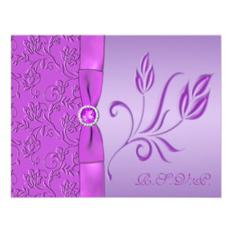 Lavender and Purple Jewelled RSVP Card Custom Invite