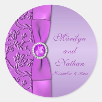 Lavender and Purple Monogrammed 1.5" Round Sticker