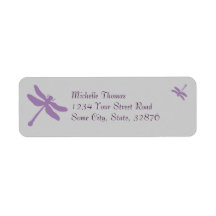 Lavender and Silver Dragonfly Wedding Return Address Label
