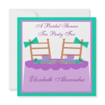 Lavender and Teal Tea Party Bridal Shower Invitation