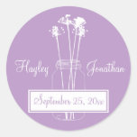 Lavender and White Mason Jar Save The Date Round Sticker