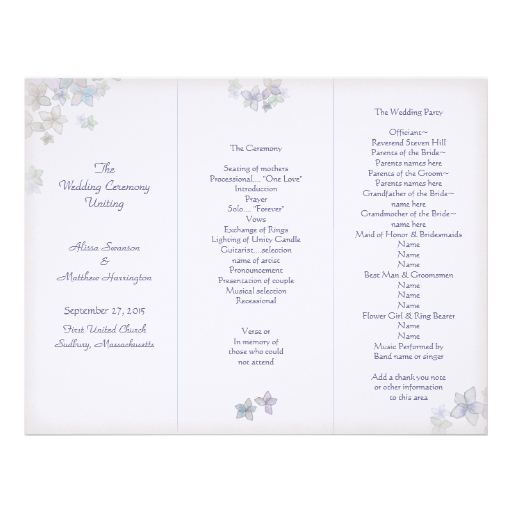 tri fold wedding programs templates