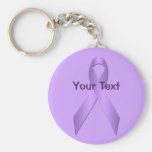 Lavender Awareness Ribbon Template Keychain